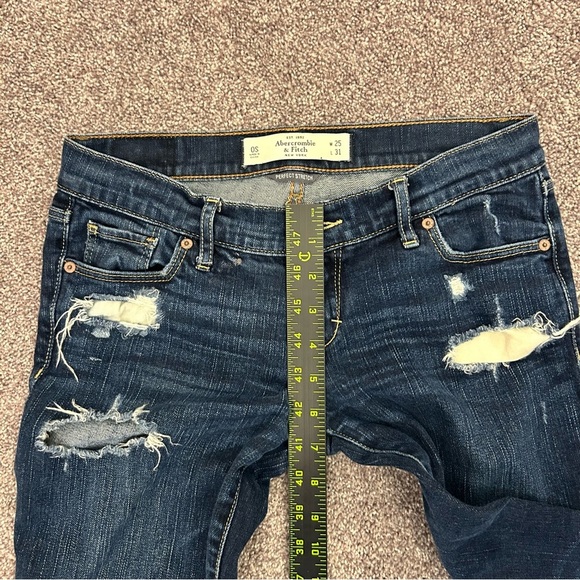 Abercrombie & Fitch Women's Erin Jeans Size 0 S Blue Distressed Skinny Low Rise - Picture 9 of 14